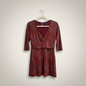 Patagonia Margot Dress Womens XL Burgundy Red Geometric Organic Cotton 58870FA12